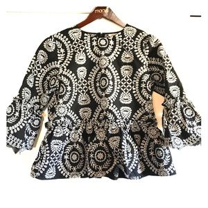 ASOS Black Premium Embroidered Smock Top